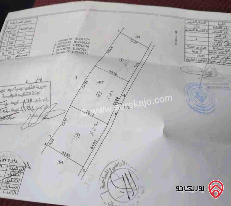 قطعة ارض مساحة 3 دونم و 400م للبيع من أراضي جنوب عمان - الحمام الغربي