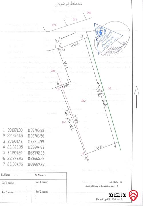 قطعة أرض مساحة 4 دونم و 22م للبيع في موبص قرب شارع الأردن
