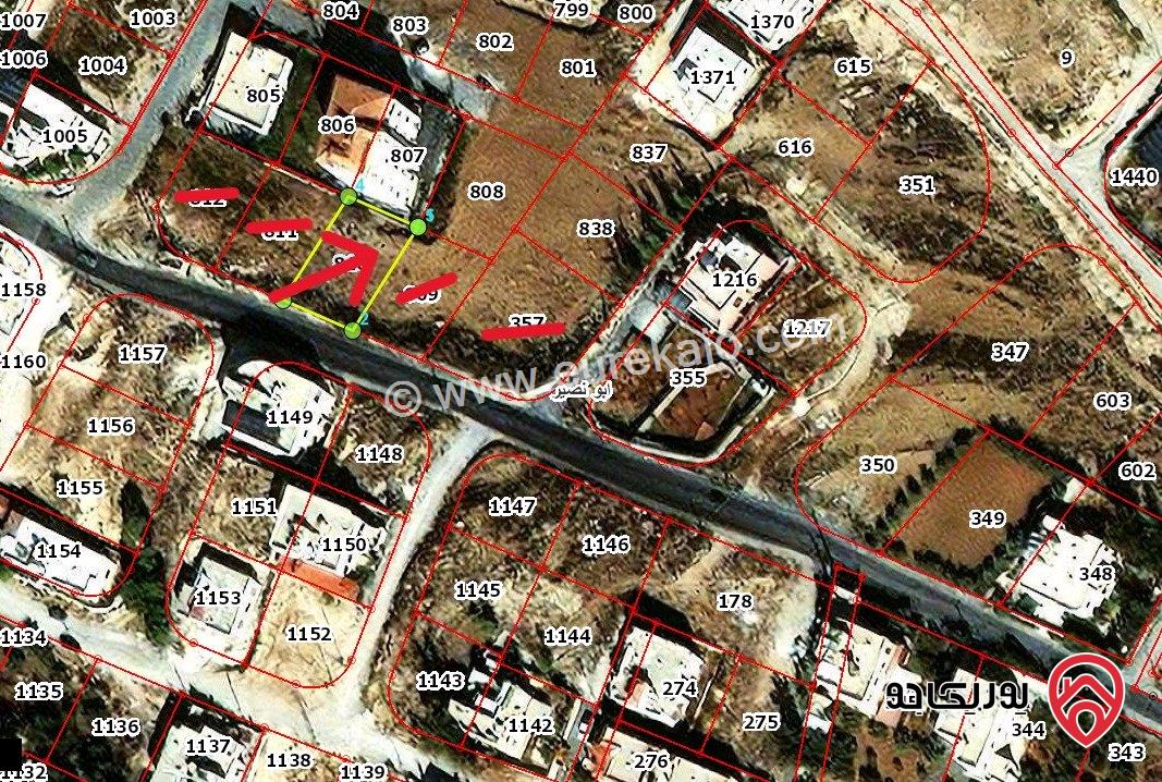 قطعة ارض مساحة 496م للبيع في عمان - أبو نصير قريبة من شارع الأردن واجهة على الشارع بسعر لقطة