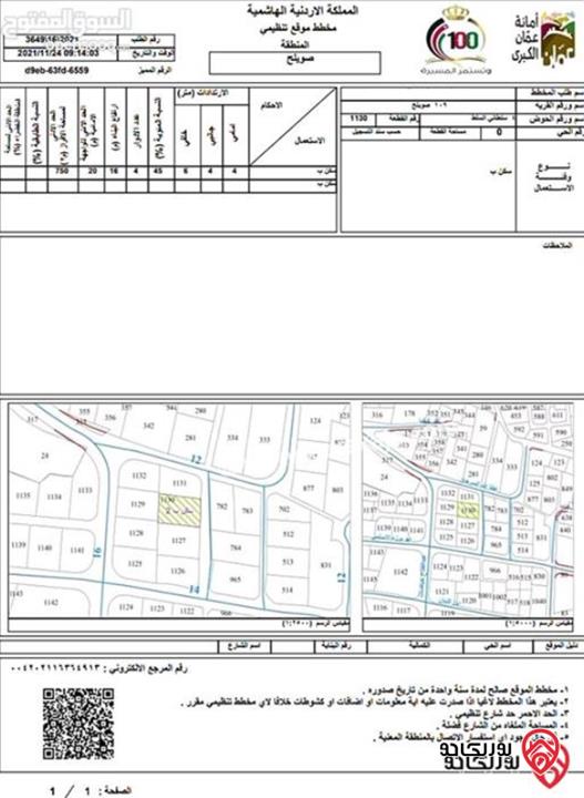 قطعة أرض مساحة 872م للبيع في عمان - الكمالية 