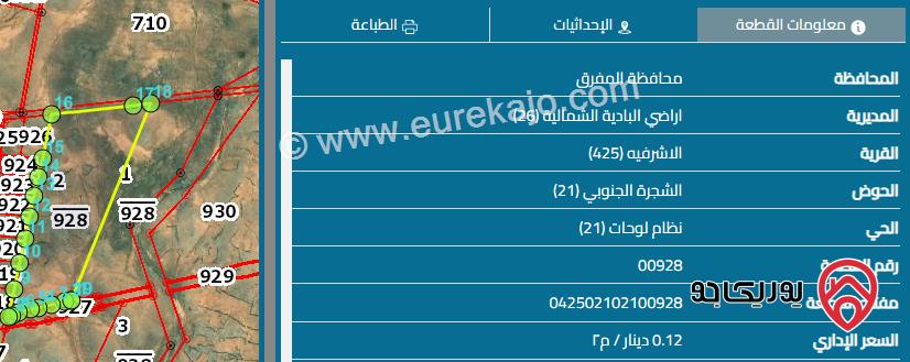 قطعة ارض مساحة 491 دونم و 828 م للبيع في المفرق 