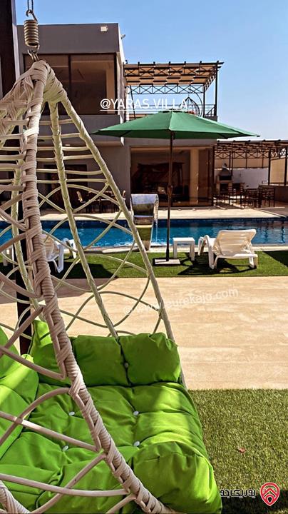 شاليه مفروش للايجار اليومي في منطقة الروضة اول طريق البحر الميت