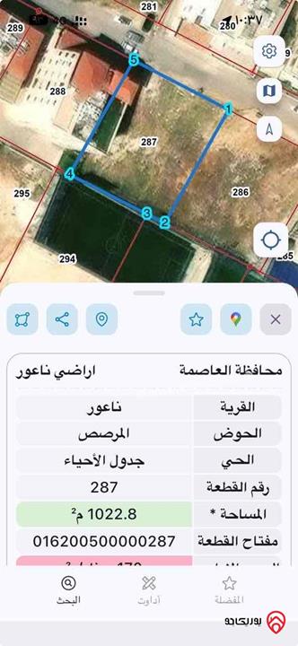 قطعة أرض مساحة 1 دونم و 20م للبيع في عمان - مرج الحمام