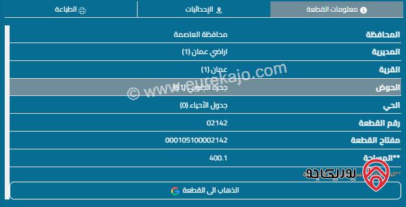 قطعة أرض مساحة 400م للبيع في ضاحية الياسمين 