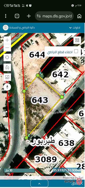 قطعة ارض مساحة 1114م للبيع في عمان - طبربور على شارعين تصلح للاسكانات 