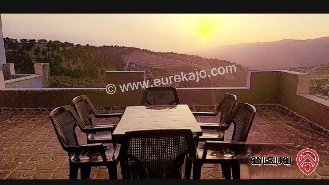 مزرعة مساحة الأرض 3 دونم و 728م والبناء 250م للبيع مرتفعة وذات إطلالة رائعة في جرش منطقة تل الرز  