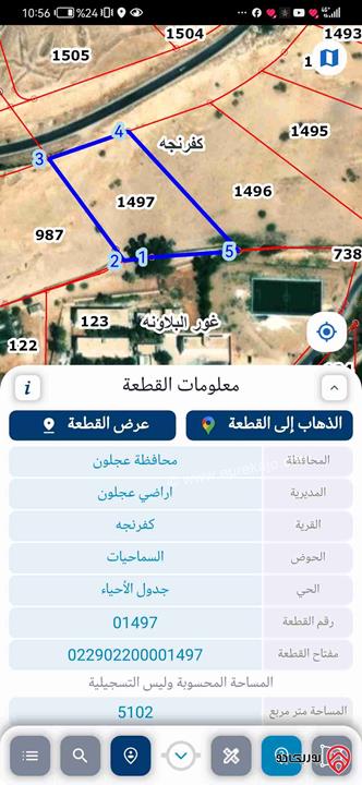 قطعة ارض مساحة 12 دونم و 500م للبيع في عجلون