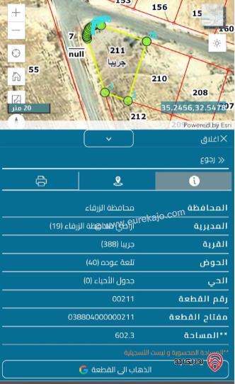 قطعة أرض مساحة 602م للبيع في الزرقاء - ضاحية المدينة المنورة	