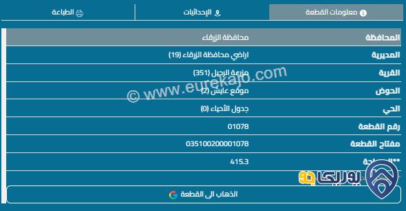 قطعة أرض مساحة 415م للبيع في الزرقاء - شومر 