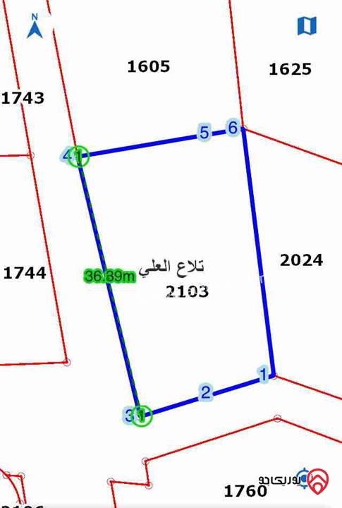  ارض للبيع في عمان- منطقة تلاع العلي مساحتها ٧٣٧ متر مربع. خلف دائرة قاضي القضاه   