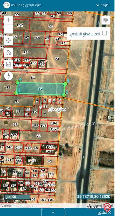 ارض مساحة 96م حصة ضمن حصص للبيع في معان - منطقة سطح معان - على الشارع الرئيسي