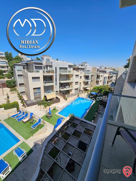 شقة مفروشة للايجار في عمان - عبدون مساحة 90م طابق ثاني تشطيبات و ديكورات فندقية فرش فاخر اطلالة جميلة