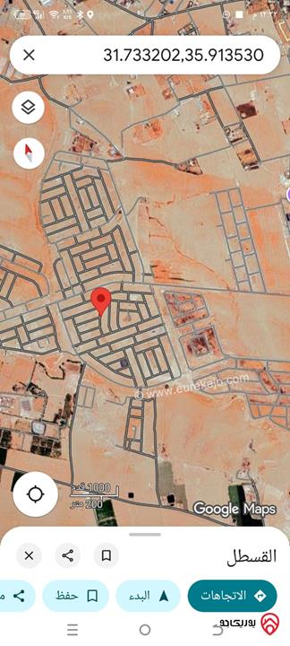 أرض مساحة 380م للبيع في عمان – طريق المطار / القسطل – مشروع زينة عمان