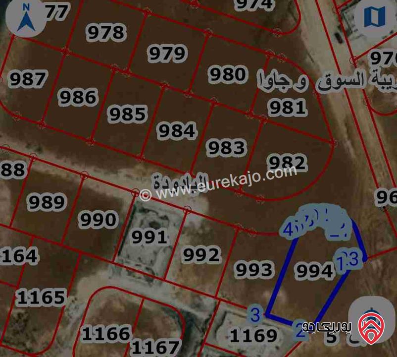 قطعة أرض مساحة 791م للبيع في عمان - اليادودة على شارعين