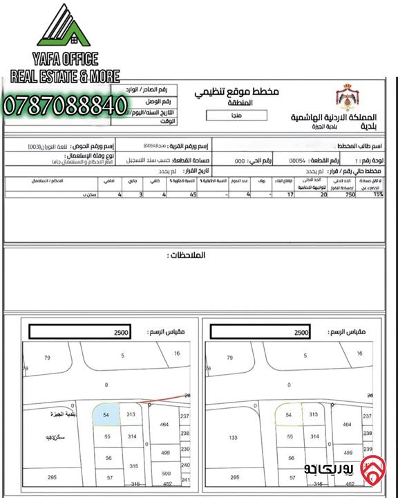 ارض مميزة على شارعين مساحة 953م للبيع في عمان - المنجا