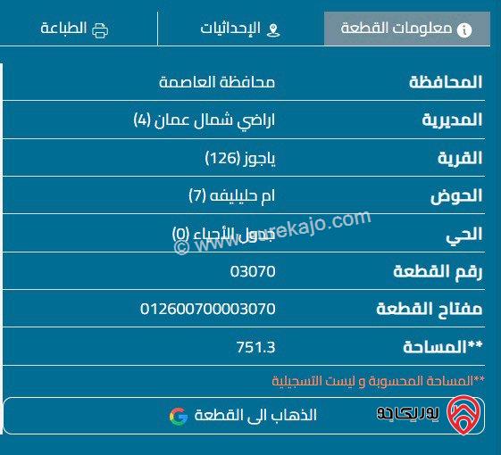 ارض مميزة مساحة 750م للبيع في عمان - الجبيهة حي المنصور