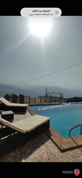 شالية فاخر مميز مساحة الأرض 1300م والبناء 180م للبيع في جرش قريب من عمان بإطلالة بانورامية وأعلى مواصفات