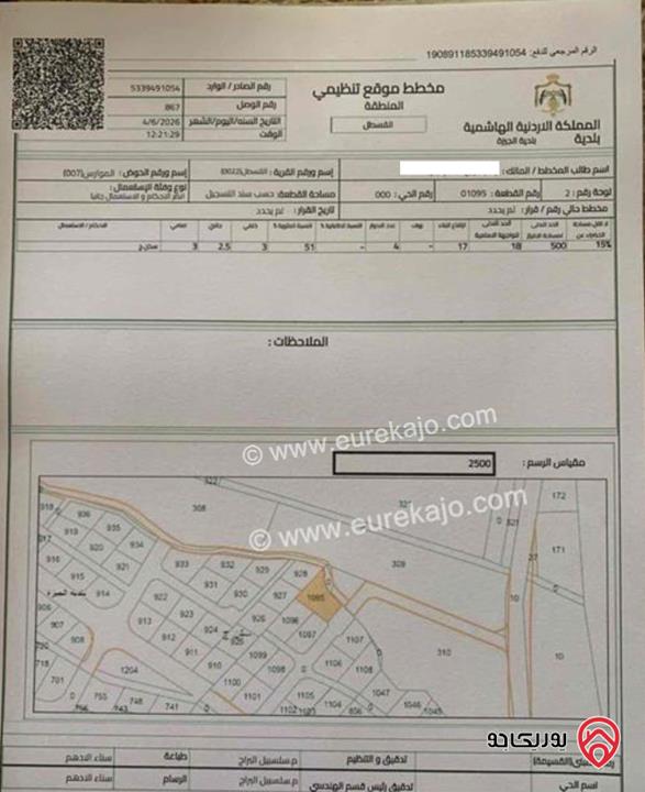 قطعة ارض مساحة 700م للبيع في عمان - القسطل حوض الموارس