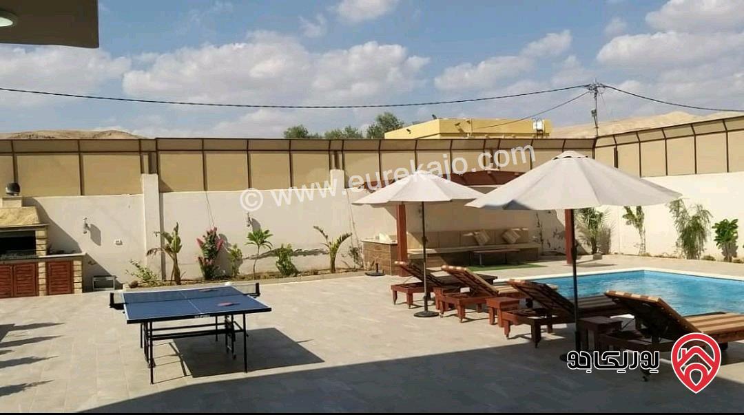 شـاليه مـفروش مساحة الأرض 550م والبناء 150م للبيع في البحر الميت منطقة الشونة الجنوبية الجوفة