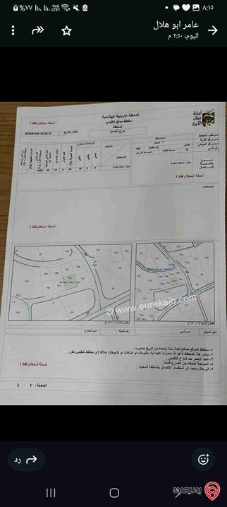 قطعة أرض مساحة 900م للبيع في عمان - مرج الحمام