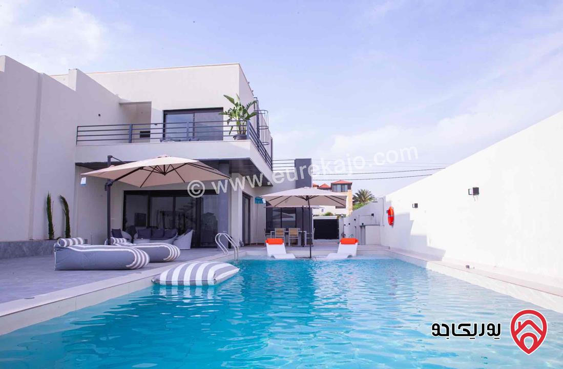 رابط الفيديو - شاليه / مزعة The Gray Villas للايجار اليومي في البحر الميت - السويمة، شارع غور الاردن 