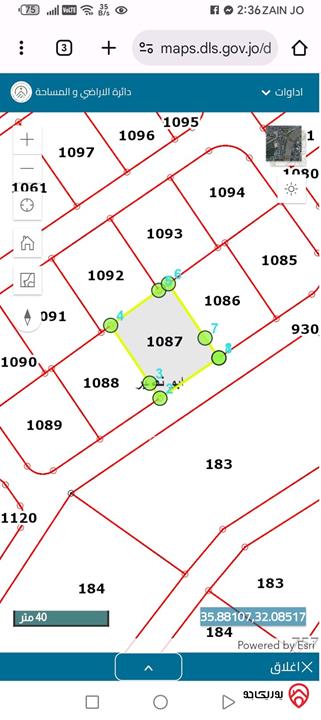 قطعة أرض مميزة ذات اطلالة جملية مرتفعة مساحة 1 دونم للبيع في عمان - ابو نصير حي الضياء فوق شارع الأردن 