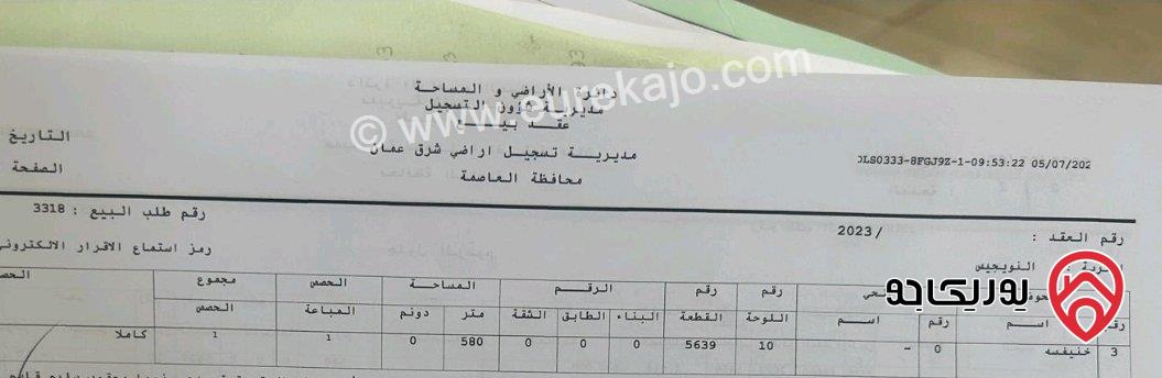 قطعة ارض مساحة 596م للبيع في عمان - الهاشمي الشمالي مطلة على شارع الجيش