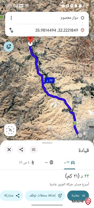 قطعة ارض مساحة 3400م للبيع في جرش على شارع جرش الزرقاء الرئيسي