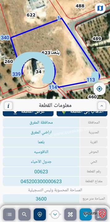 قطعة أرض مساحة 3 دونم و 600م للبيع في المفرق - منطقة بلعما 