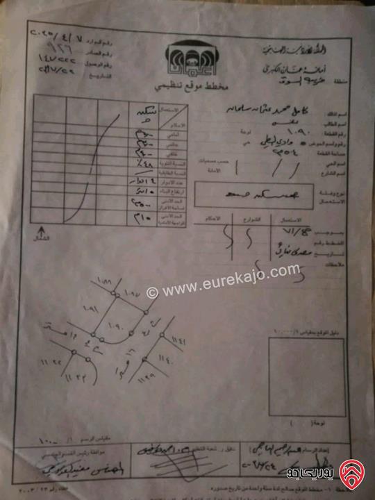 ارض مساحة 527م على شارعين للبيع في عمان - خريبة السوق وادي الطي