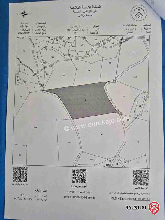 قطعة ارض مساحة 19 دونم للبيع في عمان - ناعور المشقر حوض سلام الفضيلي