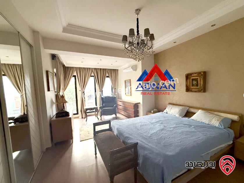 شقة ارضية مفروشة مساحة 200م داخلي و 300م خارجي للايجار في عمان - عبدون