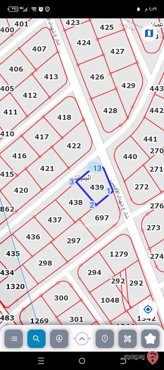 قطعة ارض مساحة 970م للبيع في عمان - البنيات شارع شهداء الأقصى