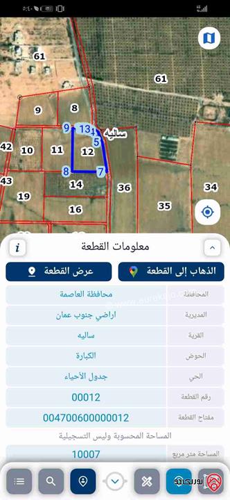 قطعة أرض مساحة 10 دونم على شارعين للبيع من أراضي جنوب عمان - قرية ساليه