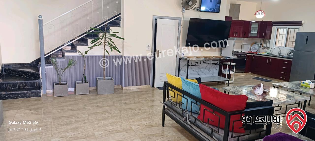 شاليه مساحة الأرض 405م والبناء 158م للبيع في البحر الميت - منطقة الرامة