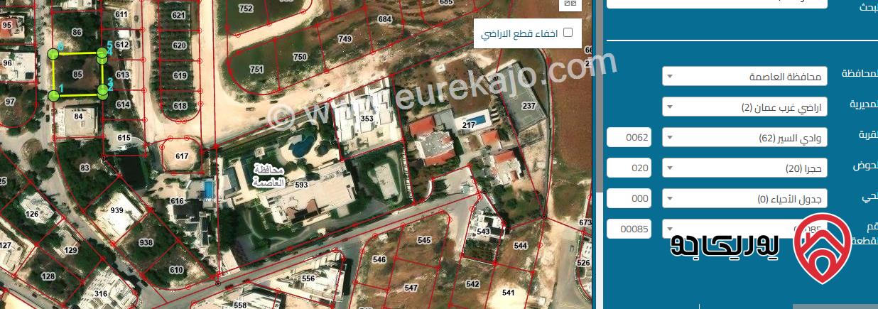 أرض مساحة 1050م سكن خاص للبيع في عمان - حجار النوابلسة كاشفة كريدور عبدون