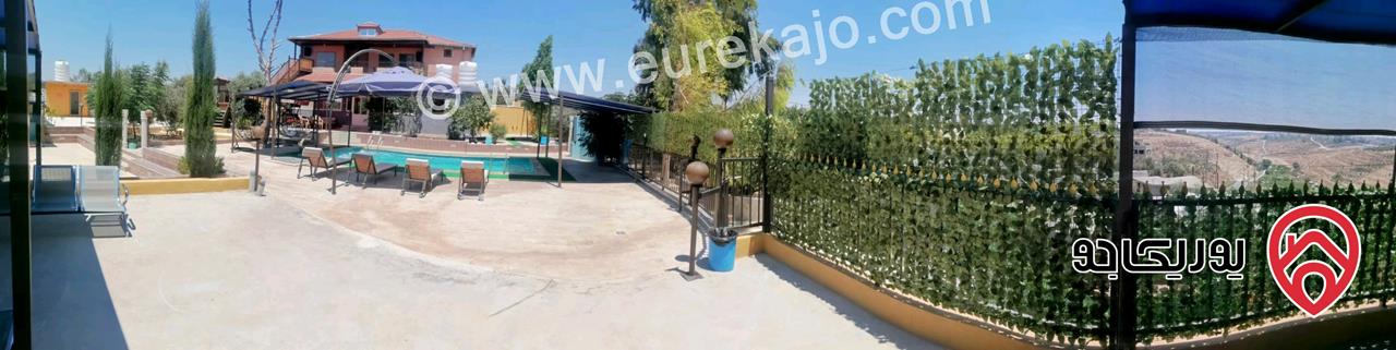 مزرعة ومنتجع مساحة الأرض 3 دونم و 700م والبناء 250م للبيع في اربد - كفر سوم قوشان مستقل استثمارية وسكنية