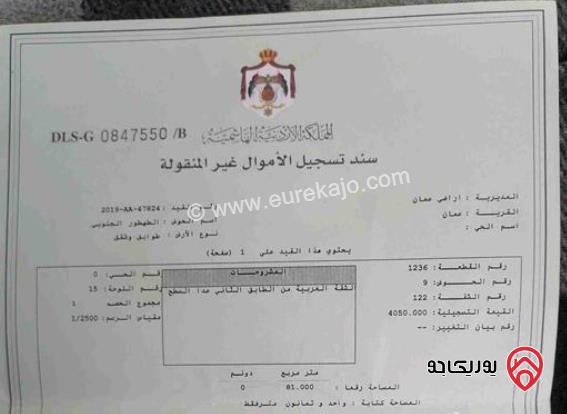 شقة مساحة 81م طابق ثاني للبيع في عمان - جبل الحسين نزول الصناعة  