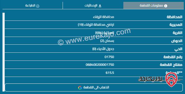 قطعة أرض مساحة 616م للبيع في الزرقاء - مدينة الشرق 