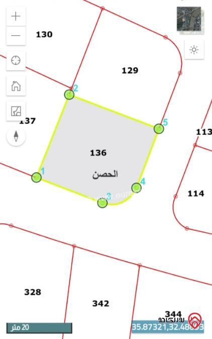 قطعة أرض مساحة 777م للبيع في اربد - الحصن 