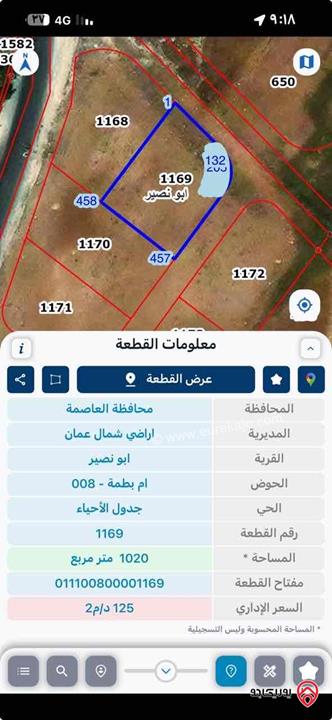 قطعتين أرض مساحتهم 2 دونم للبيع في عمان - أبو نصير حوض أم بطمة