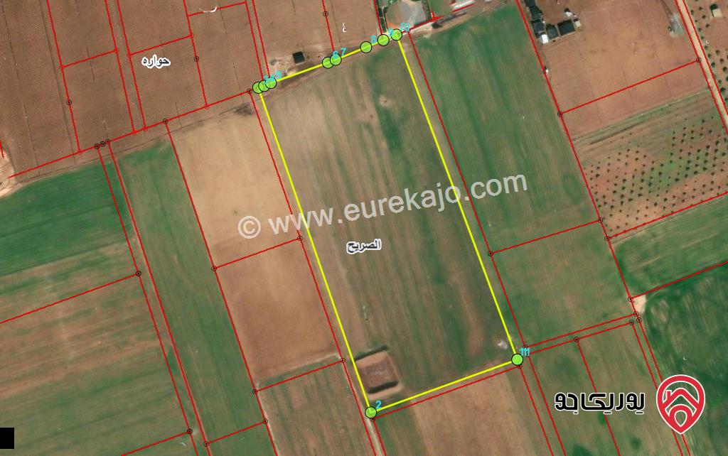 قطعة ارض مساحة 1 دونم و 600م للبيع في اربد - الصريح شمال شارع حوارة
