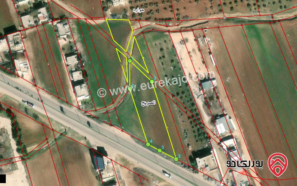 قطعة ارض مساحة 3850م للبيع في اربد على طريق اربد حوارة الرمثا مباشرة 