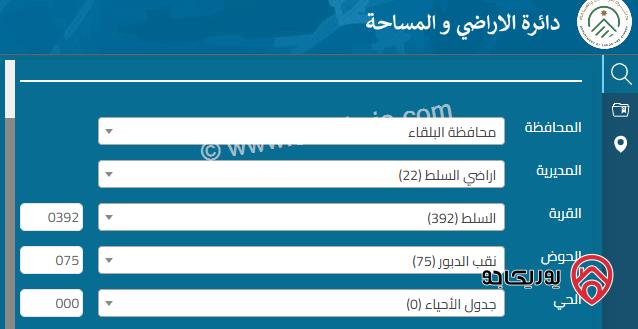 ارض سكنية مساحة 982م للبيع في نقب الدبور – السلط