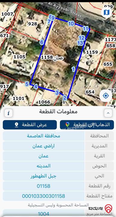ارض تجاري مساحة 1018م للبيع في عمان - جبل الحسين