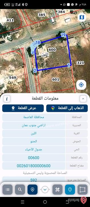 أرض سكنية مساحة 600م للبيع في عمان - اللبن 