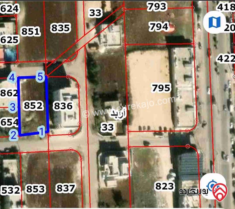 أرض مساحة 990 متر مربع للبيع في حوض الطورى اربد الحي الشرقي 