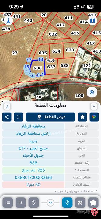 أرض مساحة 750م للبيع في الزرقاء - ضمن أراضي جريبا - أراضي حدود عمان - من المالك مباشرة