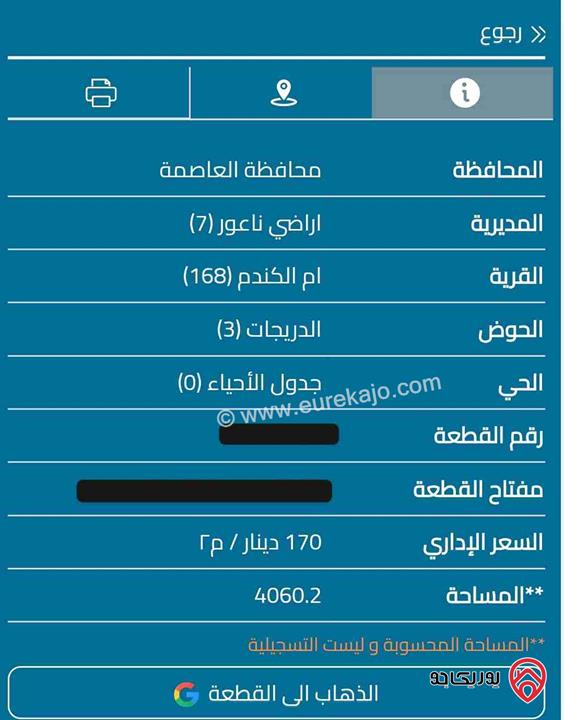 أرض مساحة 4 دونمات للبيع في عمان - ناعور - أم الكندم الذريجات 