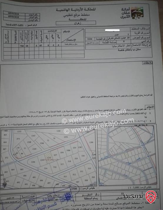 أرض مساحة 710م للبيع في عمان - عبدون